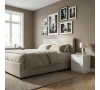 FORES HABITAT Comodino Camera da Letto Moderno 2 Cassetti in Legno Dimensioni 38x34x45 colore Bianco - Urban