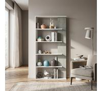 FORES HABITAT Libreria Moderna 5 Ripiani Dimensioni 90x25x180 cm colore Bianco/Cemento - Alida