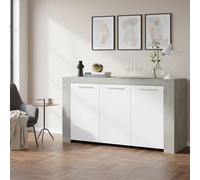 Credenza Mobile Madia da Soggiorno Moderno Legno Bianco Grigio 3 Ante 3 Ripiani