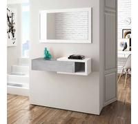 FORES HABITAT Mobile Ingresso Moderno Sospeso con Mensola e cassetto Dimensioni 95x26x19h cm colore Bianco e Cemento