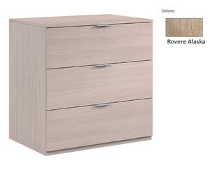FORES - Kit Cassettone con 3 Cassetti Colore Rovere Alaska 80X38X77 Cm