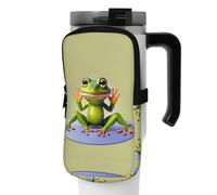 FoRes La rana divertente che fa yoga versatile borsa per accessori per bottiglia sportiva - Porta acqua, ideale per passeggiate, yoga, palestra e tempo libero viaggi, Nero , S, Art Deco