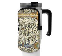 FoRes Labirinto mappa del tesoro versatile borsa accessori bottiglia sport borsa - trasportino d'acqua, ideale per passeggiate, yoga, palestra e tempo libero viaggi, Nero , M, Art Deco
