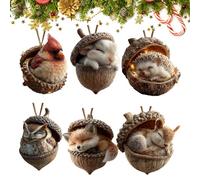 Forest Animal Acorn Ornaments, Cozy Forest Christmas Ornaments, 2026 New Pine Cone Animal Decoration, 2D Acrylic Hanging Ornament for Home Decor (1Pcs)