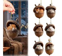Forest Animal Acorn Ornaments, Cozy Forest Christmas Ornaments, 2026 New Pine Cone Animal Decoration, 2D Flat Acrylic Forests Pine Cones Animal Figures for Tree Decor