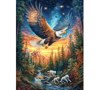 Forest Bald Eagle Puzzle 1000 Pezzi Per Vacanze Invernali Cartone Rigido Per Famiglie Wild Animals Fantasy Animal Tema Neve Per Serate in Famiglia Con Poster Incluso Qualità Garantita 1000 PCS