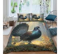 Forest bird displaySet Di Copripiumino ultra microfibra Set di 2 Pezzi stampa di 3D cerniera nascosta Wildlife art style copripiumino incluso federe aiosa ultra morbido for ragazze Single（135x200cm）
