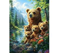 Forest Brown Bear Mother And Cub Puzzle 1000 Pezzi Per Regalo Di San Valentino Cartone Spesso Per Coppie Animals And Plants Per Serate in Casa Insieme Con Confezione Regalo Edizione Esclusiva 1000 PCS