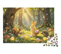 Forest Bunny Puzzle per Adults 1000Pc Recyclable Paper Easter Painting Jigsaw Puzzle Parent Child Game Props Developing Boy & Girl‘s Intelligence Toy 70x50cm/1000pcs