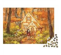 Forest Cabin 1000 Pezzi Puzzle Riciclabile Autumn Scene Puzzles per Anziani Accessori per Tempo di Gioco Familiare Allevia la Demenza Senile Great Gift 52x38cm/1000pcs