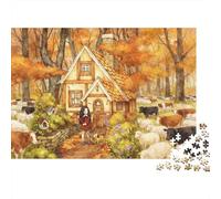 Forest Cabin Puzzles 1000 Pezzi Materiale Riciclabile Autumn Scene Anziani Puzzles Educativo Gioco Decompressione Parent Child Gioco Props 52x38cm/1000pcs