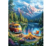 Forest Camper Van Camping Rompicapo 500 Pezzi Per Regalo Di Battesimo Cartone Spesso Per Bambini Animal Plant Fairy Tale Tema Baby Per Attività Educativa Con Confezione Regalo Da Passatempo 500 PCS
