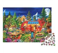 Forest Camper Van Jigsaw Puzzles 1000 Pezzi Recycled Paper Campfire Puzzle per Ragazzi e Ragazze Fun Present & Activity per la Casa Great Regalo for Child‘s Compleanno 38x26cm/1000pcs