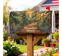 Forest - Coperture magnetiche per cassetta delle lettere, ispirate alla natura, con farfalle rustiche, color lavanda e verde primavera, per decorazione esterna da cortile, 45,7 x 53,3 cm