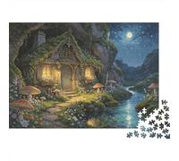 Forest Cottage Puzzles 1000 Pezzi Riciclabile Materiale Moonlit Senior Puzzles Impossible Hard Difficult Challenging Educativo Game for Men 38x26cm/1000pezzi