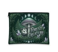 Forest Creature - Trousse da viaggio per cosmetici, vintage, fantasiosa, da donna, organizer portatile in tela con cerniera, borsa da toilette ispirata alla natura, Verde, 7x9 Inch, Creatura