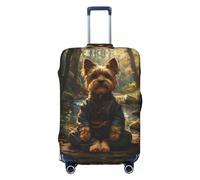 Forest Creek - Copribagagli da viaggio con cane carino, elastico, per valigie, 45-81 cm, Nero , S