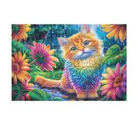 Forest Cute Cat Puzzle 1000 Pezzi Rompicapo Per Serate Solitarie Rainbow Bloom Grass Attività Rilassante Per Momenti Di Pace Antistress Naturale Regalo Per Tutti 1000 PCS