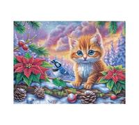 Forest Foot Cute Cat Rompicapo 500 Pezzi Per Regalo Di Battesimo Cartone Spesso Per Bambini Animal Oil Painting Pet Tema Baby Per Attività Educativa Con Confezione Regalo Da Passatempo 500 PCS