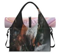 Forest Fox Borsone sportivo per donne e uomini con volpe animali borsa da notte con scomparto per scarpe borsa a tracolla tote per yoga palestra viaggi, Colore, L, Organizer per borse