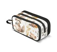 Forest Friends - Astuccio portapenne con volpe e orso, grande capacità, per ragazzi e ragazze, astuccio a 3 scomparti, per studenti, cancelleria, pennarelli, per scuola, ufficio, lavoro, Forest