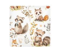 Forest Friends - Panno adesivo per fotocamera, motivo: orso, volpe, quadrato, magico, autoadesivo, per obiettivo, antigraffio, per proteggere l'obiettivo e il trucco, 35,1 x 35,1 cm, Multicolore,