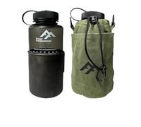 Forest Fundamentals Borsa termica per bottiglie, compatibile con filtri dell'acqua Grayl, bottiglie a bocca larga da 907,2 g e tazze per nidificazione, tela di cotone cerata fatta a mano e lana cotta