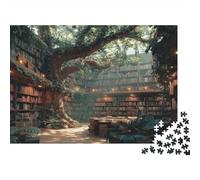 Forest Library-Vintage Bookshelf Style Adult Challenging Puzzle Games Tree in Library Room for Women Gifts for Men Age 14 Years Up 38x26cm/1000pcs