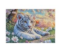 Forest Lying White Tiger Rompicapo 300 Pezzi Michelangelo Per Adulti Cartone Spesso Cappella Sistina Per Collezione Artistica Edizione Esclusiva Con Colla Inclusa 300 PCS