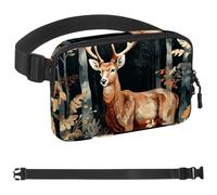 Forest Maple Leaf Deer-1826 Marsupio per uomini e donne, marsupio con tracolla regolabile, alla moda, borsa a tracolla ovunque, per viaggi all'aperto, corsa, escursionismo, multicolore, Multicolore,