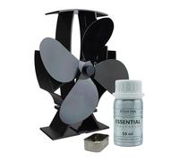 Forest Master - Ventola semi-riscaldata ad aria superveloce con porta profumo, per bruciatori a legna e bruciatori a legna - Distribuzione efficiente del calore (include fragranza 1) (nero satinato)