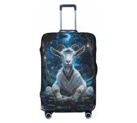 Forest Meditating Goat - Copribagagli da viaggio, elastico, per valigie, 45-81 cm, Nero , S