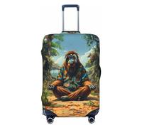 Forest Meditating Gorilla - Copribagagli da viaggio, elastico, per valigie, 45-81 cm, Nero , S