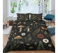 Forest mushroomsSet Di Copripiumino morbida microfibra 3 pezzi motivo 3D con cerniera Botanical illust copripiumino incluso federe aiosa ultra morbido e traspirante for bambini Single（135x200cm）