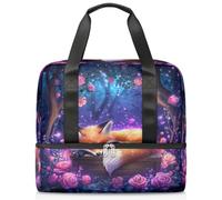 Forest Rose Fox Borsa sportiva da palestra per donne e uomini, borsone da viaggio con scomparto per scarpe, grande capacità, borsa per allenamento notturno, per fitness, yoga, nuoto, fine settimana