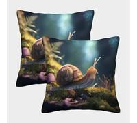 Forest Snail-Nature Photography Style Federe Cuscini Per Divano Decorativa Art Fodere Cuscino Confezione Da 2 Con Cerniera Invisibile Per Soggiorno Camera Sofà 40x40cm
