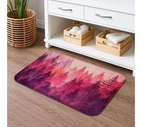 Forest Sunset, tappetino da bagno ad asciugatura rapida, motivo albero di pesca, viola, ombré, assorbente, antiscivolo, in flanella, lavabile, per bagno, WC, decorativo, 40,6 x 61 cm