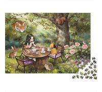 Forest Tea Party Puzzle per Adulti 1000 Pezzi Riciclabile Fairy Tale Anziani Puzzles Impossible Hard Difficult Sfidante Allevia la Demenza Senile Activity 52x38cm/1000pcs