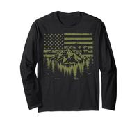 Forest Tree Wildlife Nature Outdoor American USA Flag Maglia a Manica