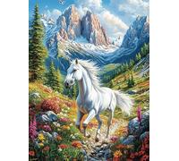 Forest White Horse Rompicapo 500 Pezzi Per Regalo Di Battesimo Cartone Spesso Per Bambini Animals And Plants Tema Baby Per Attività Educativa Con Confezione Regalo Da Passatempo 500 PCS
