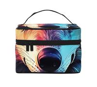 Forest Wolves Travel Makeup Bag - Organizer portatile per articoli da toeletta con scomparti con cerniera per spazzole, bottiglie e prodotti per la cura della pelle