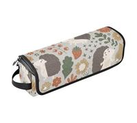 Foresta - Borsa porta attrezzi per capelli con motivo riccio, fiori e farfalle, con tappetino resistente al calore, borsa organizer portatile per arricciacapelli, piastre, spazzole, fermagli e