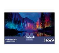 Foresta colorata Puzzles 1000 Pezzi Gioco Di Sfida GioGattotolo Adulti E Oltre 12 Anni Lago Puzzle Creativi Divertimento Famiglia Rilassamento Regalo Decorazione Casa 38x26cm/1000pcs
