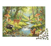 Foresta Deer Puzzles 1000 Pezzis Carta Riciclata Enchanted Woodland Puzzle per Adulti Developing Boy & Girl‘s Intelligenza Gioco Educativo for Family 52x38cm/1000pcs