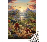 Foresta dei Dinosauri Jurassici Puzzle 1000 Pezzi Carta per Adulti Gioco di Puzzle 1000 Pezzi Relax Scena Naturale Decorazione Casa Regalo Famiglia 38x26cm/1000pcs