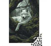 Foresta del Lupo Bianco Puzzle DIY Da 1000 Pezzi Per Hobbisti, Cartone Resistente, Decorazione Murale, Esposizione Murale, Regalo Di Festa, Gioco Mentale 38x26cm/1000pcs