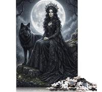 Foresta della Regina dei Lupi Oscuri Puzzle in Legno 1000 Pezzi | Arredamento rustico naturale, Arte degli animali del bosco, Gioco Rompicapo, Puzzle Famiglia, Puzzle in Legno, 14+, 70x50cm.
