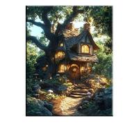 Foresta Dipingi con i Numeri per Adulti, Paint by Numbers Cabina, Kit Pittura Adulti con Vernici e Pennelli, Kit di Pittura Acrilica Fai-da-Te per Principianti, Decorazione Murale, 20x30cm 2w-396
