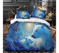 Foresta dolce e amorevole, cucciolo bianco e mamma orsa Copripiumino 3D Stampata Con Cerniera E Federa,Biancheria Da Letto Set 3 Pieces in Microfibra Per Per La Casa E L'hotel Super King（260x220cm）
