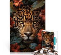 Foresta floreale del leopardo Puzzle 1000 pezzi per adolescenti Antistress Vacanza in patria Uccidere il tempo Decorazione murale Regali unici per compleanno e Natale 38x26cm